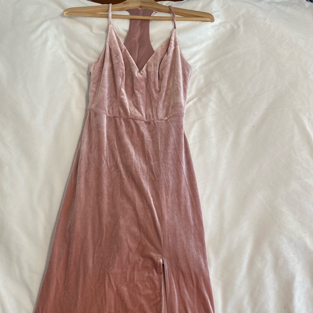WINDSOR BRAND VELVET BABY PINK PROM DRESS HOMECOMING DRESS WEDDING GUEST DRESS